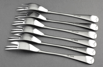 Sterling Silver Shellfish Forks (Set of 6) - T S Cuthbert Glasgow
